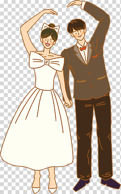 전신 편집이미지 여자 남자 리본 나비넥타이 미소 누끼 턱시도 성인 두명 손잡기 PNG 손하트 신랑신부 성인만 신부_웨딩 신랑 결혼 모션 넥타이 표정 사람 정장 손짓 파일형식
