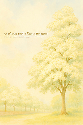 PSD 손글씨 길 일러스트 자연 풍경 초원 사람없음 숲 이팝나무 연노랑색 국내일러스트 나무 노란색 생태계 파일형식