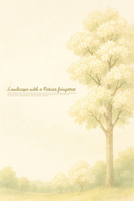 PSD 손글씨 일러스트 자연 풍경 사람없음 숲 이팝나무 연노랑색 국내일러스트 나무 노란색 생태계 파일형식