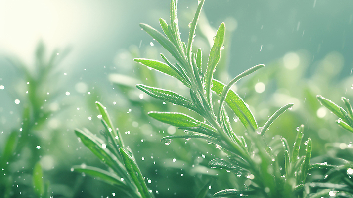 JPG 편집이미지 식재료 사람없음 초록색 빗방울 허브 로즈메리 식용 편집실사 AI포토 AI콘텐츠 식물 컬러 비_날씨 CG 파일형식