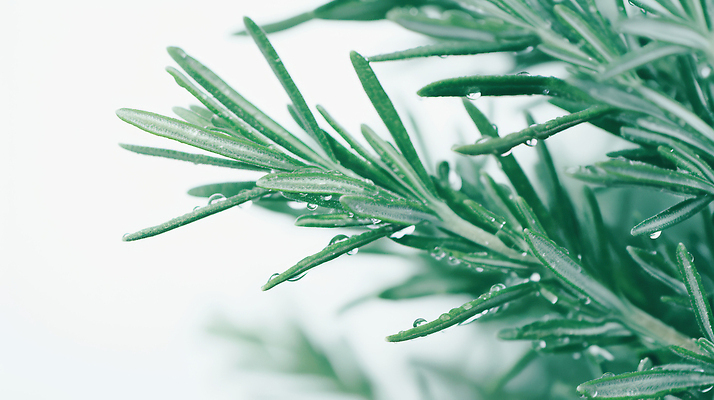 JPG 편집이미지 식재료 사람없음 초록색 이슬 빗방울 허브 로즈메리 식용 편집실사 AI포토 AI콘텐츠 식물 컬러 비_날씨 CG 파일형식