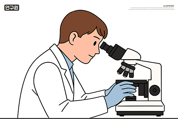 남자 장갑 일러스트 현미경 실험 한명 상반신 성인 옆모습 흰색 실험복 연구원 보호장갑 성인남자한명만 국내일러스트 AI파일 직업 1 잡화 뷰포인트 컬러 실험기구 사람 가운 남자한명만 성인남자만 파일형식 벡터