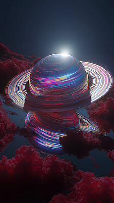 JPG 구름 편집이미지 상상 사람없음 빛 어둠 행성 광선 고리 이미지편집 편집실사 AI컴퓨터그래픽 AI콘텐츠 자연요소 우주 CG 파일형식