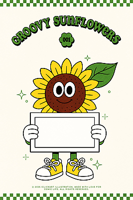 포즈 운동화 잎 일러스트 해바라기 의인화 미소 들기 사람없음 반짝임 노란색 귀여움 활발 팻말 복고 꽃캐릭터 카피스페이스 일러캐릭터 AI파일 식물 캐릭터 꽃 컬러 신발 컨셉 모션 프레임 표정 공백 파일형식 벡터