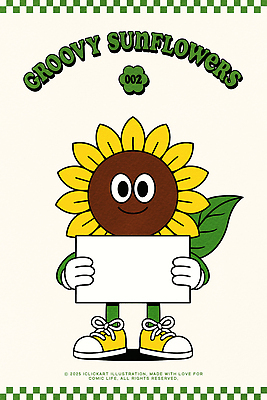 운동화 잎 일러스트 해바라기 미소 들기 사람없음 캐주얼 노란색 귀여움 활발 팻말 플랫 복고 심플 꽃캐릭터 카피스페이스 일러캐릭터 AI파일 식물 캐릭터 옷 꽃 컬러 신발 컨셉 모션 프레임 표정 공백 파일형식 벡터
