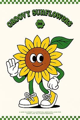 운동화 잎 일러스트 해바라기 의인화 미소 사람없음 노란색 걷기 귀여움 활발 복고 손인사 꽃캐릭터 일러캐릭터 AI파일 식물 캐릭터 꽃 컬러 신발 컨셉 모션 표정 인사 파일형식 벡터