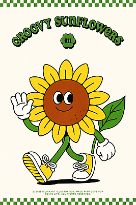 운동화 잎 일러스트 해바라기 의인화 미소 사람없음 노란색 걷기 귀여움 활발 복고 손인사 꽃캐릭터 일러캐릭터 AI파일 식물 캐릭터 꽃 컬러 신발 컨셉 모션 표정 인사 파일형식 벡터