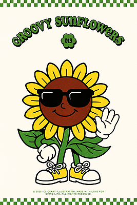 허리손 운동화 잎 일러스트 해바라기 의인화 미소 사람없음 선글라스 노란색 귀여움 활발 복고 손인사 꽃캐릭터 멋쟁이 일러캐릭터 AI파일 식물 캐릭터 꽃 안경 컬러 포즈 신발 컨셉 표정 인사 파일형식 벡터