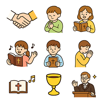 아이콘 손 기독교 어린이 십자가 음표 들기 소녀 소년 여러명 상반신 성인 신체부위 교회 성경 기도 목사 찬송가 읽기 손모으기 단상 성배 성수 2D아이콘 AI파일 기호 여자 남자 종교 음악 다수 노래 종교용품 종교건축 모션 사람 손짓 건물 성직자 파일형식 벡터