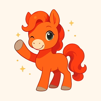 한마리 일러스트 새해 윙크 사람없음 빨간색 반짝임 귀여움 말띠 손인사 말캐릭터 일러캐릭터 병오년 붉은말 AI파일 캐릭터 1 컬러 동물캐릭터 컨셉 모션 표정 십이지신 인사 말_동물 파일형식 벡터 2026년