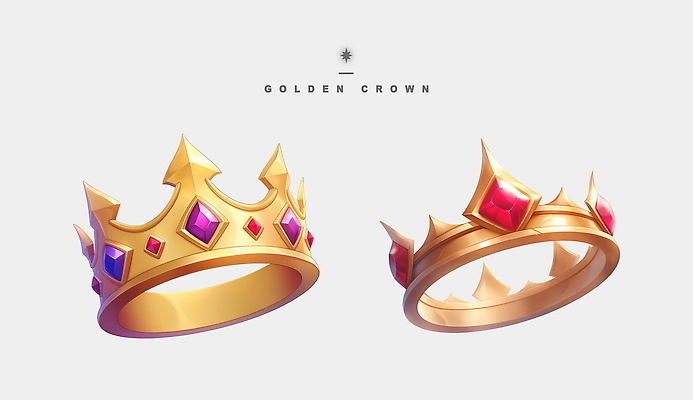 PSD 일러스트 왕관 사람없음 게임 황금 고급 보석 오브젝트 아이템 국내일러스트 컨셉 놀이 광석 파일형식
