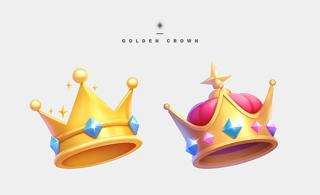PSD 일러스트 왕관 사람없음 반짝임 게임 황금 고급 보석 오브젝트 아이템 국내일러스트 컨셉 모션 놀이 광석 파일형식