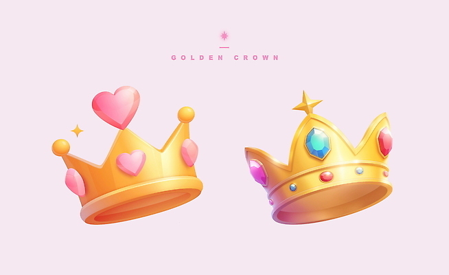 PSD 일러스트 왕관 사람없음 반짝임 게임 하트 황금 고급 보석 오브젝트 아이템 국내일러스트 모양 컨셉 모션 놀이 광석 파일형식