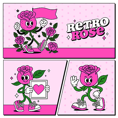 액자 잎 일러스트 미소 들기 사람없음 반짝임 장미 손들기 걷기 귀여움 활발 하트 깃발 만화 스니커즈 복고 손인사 카툰스타일 꽃캐릭터 진분홍색 일러캐릭터 AI파일 모양 식물 캐릭터 꽃 분홍색 운동화 컨셉 모션 표정 인사 파일형식 벡터