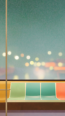 JPG 야경 의자 일러스트 창문 사람없음 전철 보케 청록색 감성 국내일러스트 AI일러스트 AI콘텐츠 육상교통 컬러 가구 컨셉 대중교통 야간 파일형식 풍경_경치