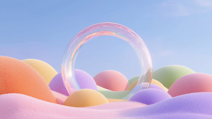 JPG 편집이미지 하늘 추상 사람없음 컬러풀 원형 투명 고리 언덕 부드러움 연보라색 파스텔톤 몽환 이미지편집 편집실사 AI컴퓨터그래픽 AI콘텐츠 도형 컬러 컨셉 무늬 보라색 감각 CG 파일형식