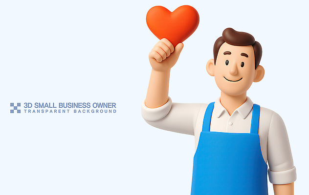 PSD 편집이미지 남자 3D캐릭터 사랑 한명 미소 들기 상반신 성인 3D 앞치마 하트 성인남자한명만 소상공인 편집3D 모양 직업 캐릭터 1 감정 모션 표정 사람 경제 상인 디지털합성 남자한명만 성인남자만 파일형식