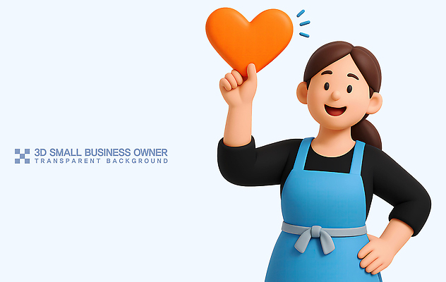 PSD 편집이미지 여자 허리손 3D캐릭터 사랑 한명 미소 들기 상반신 성인 3D 앞치마 하트 성인여자한명만 소상공인 편집3D 모양 직업 캐릭터 1 감정 포즈 모션 표정 사람 경제 상인 디지털합성 여자한명만 성인여자만 파일형식