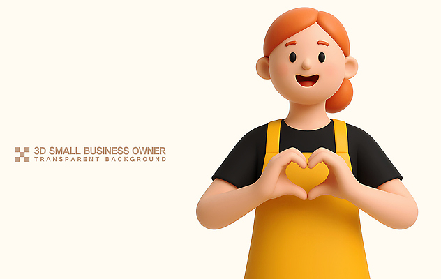 PSD 편집이미지 여자 3D캐릭터 사랑 한명 미소 상반신 성인 3D 앞치마 하트 손하트 성인여자한명만 소상공인 편집3D 모양 직업 캐릭터 1 감정 표정 사람 손짓 경제 상인 디지털합성 여자한명만 성인여자만 파일형식