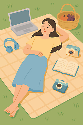 전신 여자 일러스트 포도 휴식 한명 미소 잔디 성인 일상 책 노트북 눕기 소풍 바구니 카메라 눈감음 헤드폰 편안함 돗자리 팔베개 성인여자한명만 국내일러스트 AI파일 식물 1 음향기기 컨셉 과일 모션 표정 사람 라이프 전자제품 야외활동 감각 여자한명만 성인여자만 파일형식 벡터