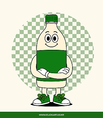 일러스트 미소 사람없음 팔짱 빈티지 복고 체크무늬 음식캐릭터 막걸리 전통주 일러캐릭터 AI파일 캐릭터 음식 컨셉 무늬 모션 주류 표정 파일형식 벡터