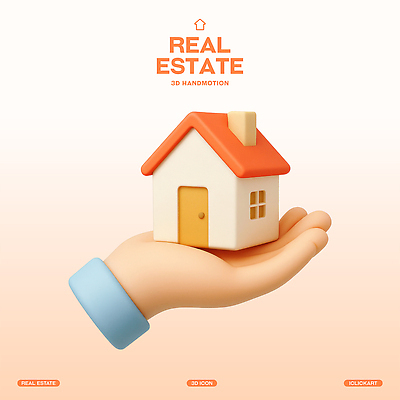 PSD 편집이미지 손 부동산 주택 들기 신체부위 3D 주황색 집모양 편집3D 모양 컬러 모션 사람 건물 재산 디지털합성 파일형식