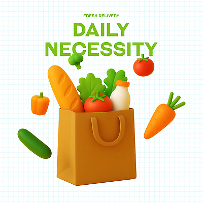 PSD 편집이미지 음식 토마토 오이 파프리카 사람없음 종이봉투 3D 당근 우유 바게트 상추 브로콜리 생필품 편집3D 빵 채소 봉투 유제품 뿌리채소 디지털합성 오브젝트 파일형식
