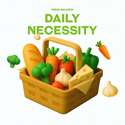PSD 편집이미지 음식 토마토 피망 치즈 마늘 사람없음 3D 바구니 당근 바게트 브로콜리 생필품 식료품바구니 편집3D 빵 채소 유제품 뿌리채소 디지털합성 오브젝트 파일형식