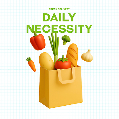 PSD 편집이미지 음식 토마토 감자 파프리카 마늘 사람없음 종이봉투 3D 당근 바게트 브로콜리 대파 생필품 편집3D 빵 채소 봉투 뿌리채소 디지털합성 오브젝트 파 파일형식