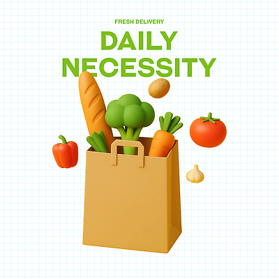 PSD 편집이미지 음식 토마토 감자 파프리카 마늘 사람없음 종이봉투 3D 당근 바게트 브로콜리 생필품 편집3D 빵 채소 봉투 뿌리채소 디지털합성 오브젝트 파일형식