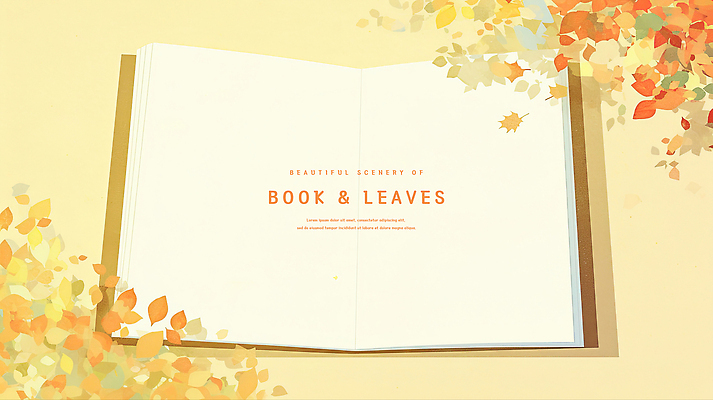 PSD 단풍 낙엽 일러스트 수채화 사람없음 책 노란색 가을풍경 펼침 카피스페이스 국내일러스트 컬러 잎 모션 풍경 공백 파일형식 가을_계절