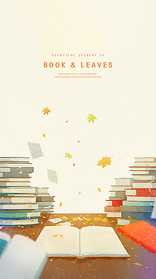 PSD 단풍 낙엽 일러스트 수채화 사람없음 가을풍경 펼침 떨어짐 아이보리 책더미 카피스페이스 국내일러스트 컬러 컨셉 잎 모션 풍경 책 공백 무더기 파일형식 가을_계절