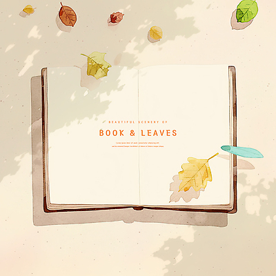 PSD 단풍 낙엽 일러스트 수채화 그림자 사람없음 책 가을풍경 펼침 베이지색 카피스페이스 국내일러스트 컬러 잎 모션 풍경 공백 파일형식 가을_계절