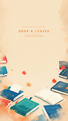 PSD 단풍 낙엽 일러스트 수채화 프레임 사람없음 가을풍경 펼침 베이지색 책더미 카피스페이스 국내일러스트 컬러 잎 모션 풍경 책 공백 무더기 파일형식 가을_계절