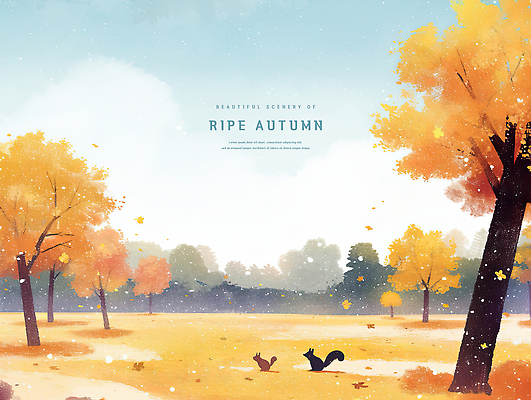 PSD 구름 공원 일러스트 하늘 수채화 초원 사람없음 가을풍경 주황색 낭만 떨어짐 포근함 다람쥐 은행나무 감성 국내일러스트 자연요소 나무 공공시설 컬러 컨셉 풍경 감각 설치류 파일형식 가을_계절