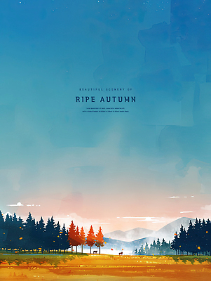 PSD 나무 구름 일러스트 하늘 수채화 초원 사람없음 가을풍경 낭만 연기 포근함 남색 감성 산맥 국내일러스트 자연요소 식물 컬러 컨셉 산 풍경 감각 파일형식 가을_계절