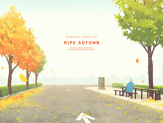 전신 PSD 구름 남자 화살표 벤치 일러스트 하늘 수채화 한명 앉기 성인 가을풍경 낭만 떨어짐 포근함 은행나무 감성 길가 입간판 성인남자한명만 국내일러스트 자연요소 나무 1 컨셉 의자 모션 간판 사람 풍경 감각 남자한명만 성인남자만 파일형식 가을_계절
