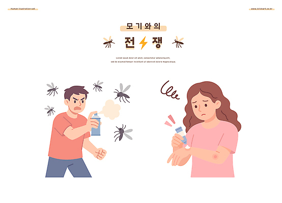 여자 남자 일러스트 상반신 성인 두명 여름 짜증 살충 찡그림 뿌리기 전쟁 바르기 살충제 가려움 모기 모기약 번개모양 성인만 물림 국내일러스트 AI파일 모양 계절 감정 모션 표정 사람 해충 번개 증상 파일형식 벡터