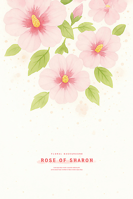 PSD 잎 일러스트 수채화 사람없음 꽃봉오리 무궁화 연분홍색 카피스페이스 국내일러스트 식물 꽃 분홍색 공백 파일형식