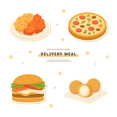 접시 스티커 일러스트 피자 사람없음 세트 치킨 햄버거 오브젝트 배달음식 치즈볼 국내일러스트 AI파일 식기 음식 디저트 패스트푸드 서양음식 배달 닭고기요리 파일형식 벡터