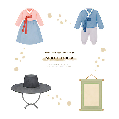 PSD 한국전통 전통문화 스티커 일러스트 수채화 사람없음 두루마리 오브젝트 족자 남자한복 여자한복 국내일러스트 갓모자 모자_잡화 전통 문화 전통소품 한국 한복 파일형식