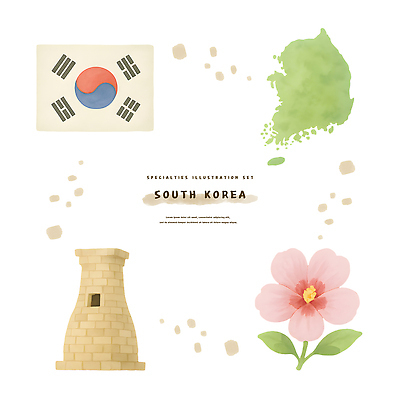 PSD 한국전통 전통문화 스티커 잎 일러스트 수채화 사람없음 세트 태극기 오브젝트 무궁화 첨성대 남한 국내일러스트 식물 전통 꽃 문화 한국 경주_경상북도 국기 국보 파일형식