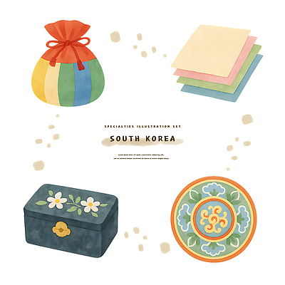 PSD 한국전통 전통문화 스티커 일러스트 수채화 복주머니 사람없음 세트 상자 한지 오브젝트 단청 색지 나전칠기 국내일러스트 전통 종이 문화 전통소품 한국 공예품 전통공예 파일형식
