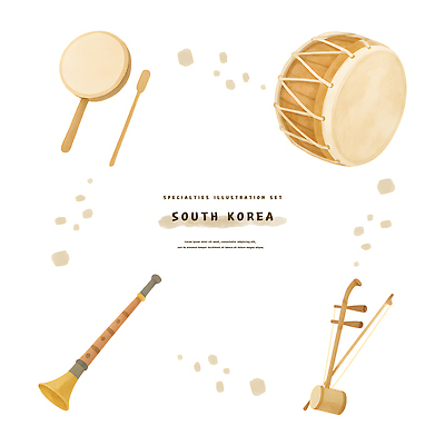 PSD 한국전통 전통문화 스티커 일러스트 수채화 사람없음 세트 북 오브젝트 소고 해금 태평소 국내일러스트 전통 문화 현악기 타악기 한국 국악기 관악기 파일형식