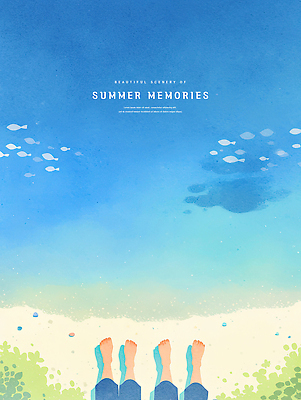 전신 PSD 커플 여자 남자 데이트 일러스트 발 수채화 사랑 성인 해변 두명 뒷모습 신체부위 파란색 여름풍경 추억 성인만 물고기떼 국내일러스트 감정 바다 뷰포인트 컬러 컨셉 관계 어류 사람 풍경 파일형식 여름_계절