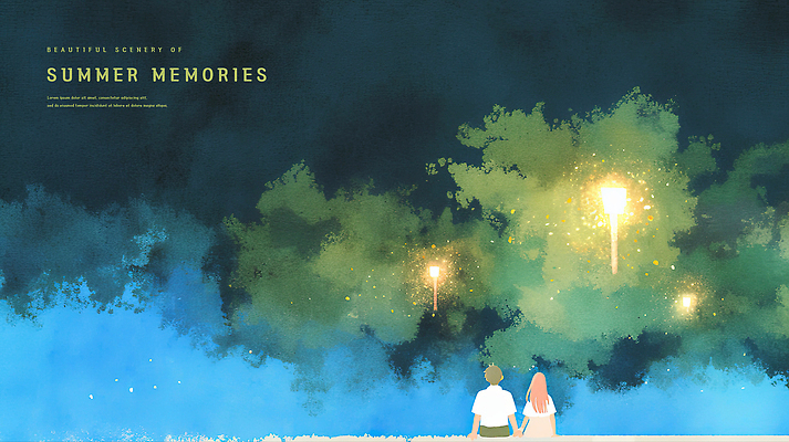 전신 PSD 커플 여자 남자 데이트 일러스트 밤하늘 수채화 불꽃놀이 사랑 앉기 성인 두명 뒷모습 빛 손잡기 여름풍경 추억 남색 여름밤 성인만 국내일러스트 감정 뷰포인트 컬러 컨셉 관계 모션 놀이 하늘 사람 풍경 여름 야간 파일형식 여름_계절