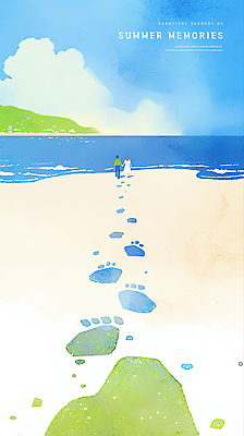 전신 PSD 구름 커플 여자 남자 데이트 일러스트 하늘 수채화 산 사랑 성인 해변 두명 뒷모습 걷기 손잡기 여름풍경 추억 발자국 성인만 국내일러스트 자연요소 감정 바다 뷰포인트 컨셉 관계 자국 모션 사람 풍경 파일형식 여름_계절