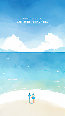 전신 PSD 구름 커플 여자 남자 데이트 일러스트 하늘 수채화 사랑 성인 해변 두명 뒷모습 손잡기 여름풍경 추억 성인만 국내일러스트 자연요소 감정 바다 뷰포인트 컨셉 관계 모션 사람 풍경 파일형식 여름_계절