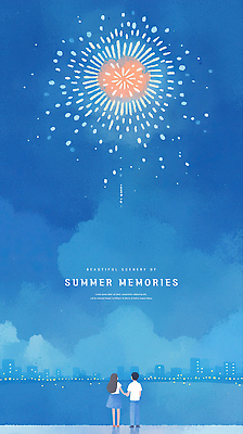 전신 PSD 커플 여자 남자 데이트 일러스트 밤하늘 수채화 불꽃놀이 사랑 빌딩 성인 두명 뒷모습 손잡기 여름풍경 추억 강가 남색 여름밤 성인만 국내일러스트 감정 뷰포인트 컬러 컨셉 관계 모션 놀이 하늘 사람 풍경 건물 여름 강 야간 파일형식 여름_계절