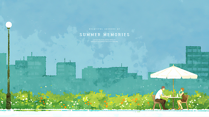 전신 PSD 커플 여자 남자 하늘색 가로등 의자 데이트 일러스트 하늘 수채화 사랑 앉기 성인 두명 건물 여름풍경 파라솔 풀 추억 야외테이블 성인만 국내일러스트 식물 건축물 공공시설 감정 가구 컨셉 관계 모션 탁자 사람 풍경 파란색 파일형식 여름_계절